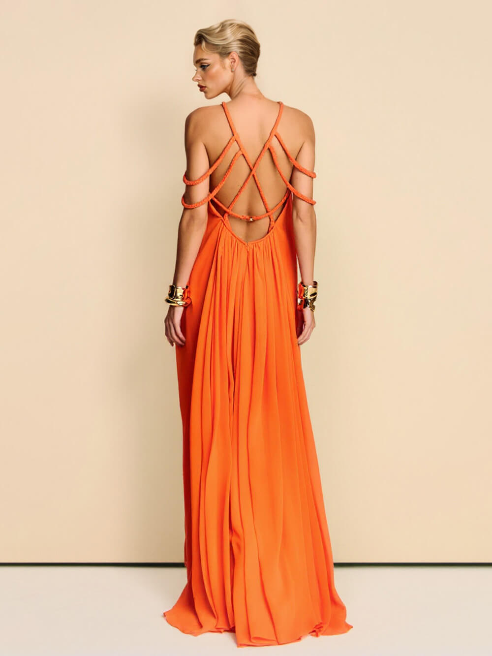 Exquisite Cutout Wide-Strap Maxi Dress