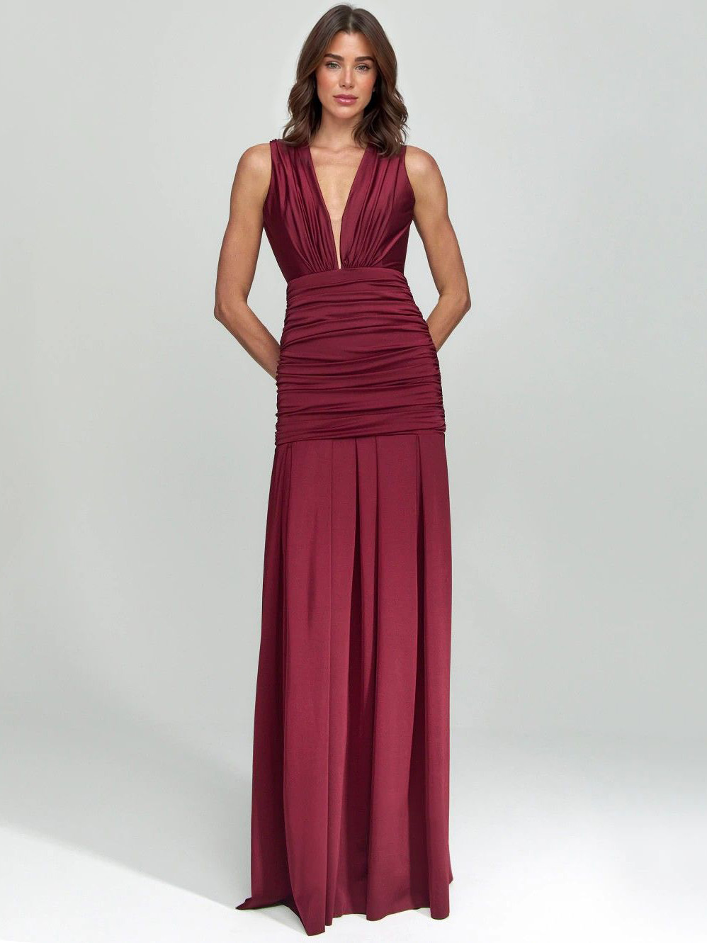Elegant Sleeveless Pleated Floor-Length Maxi Dress