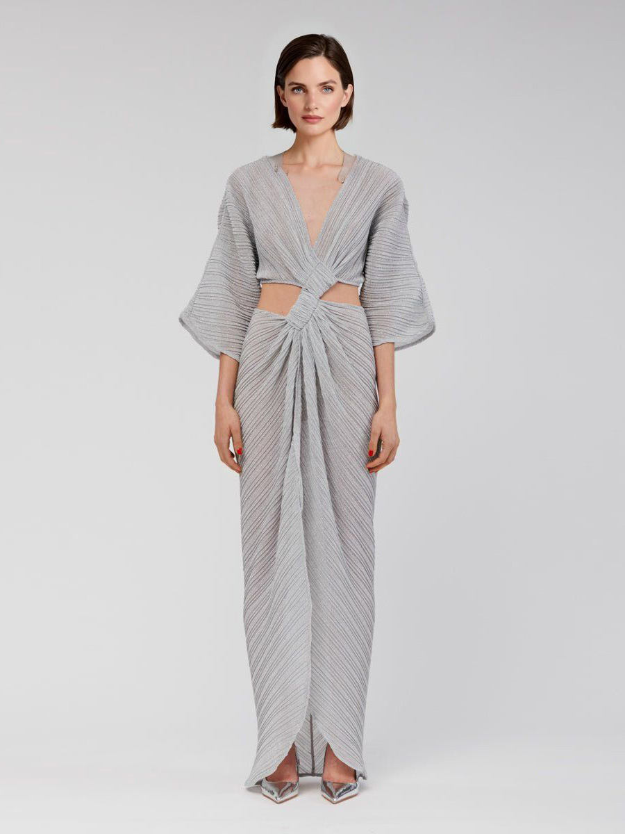 Sexy Twist-Front Cut-Out Maxi Dress