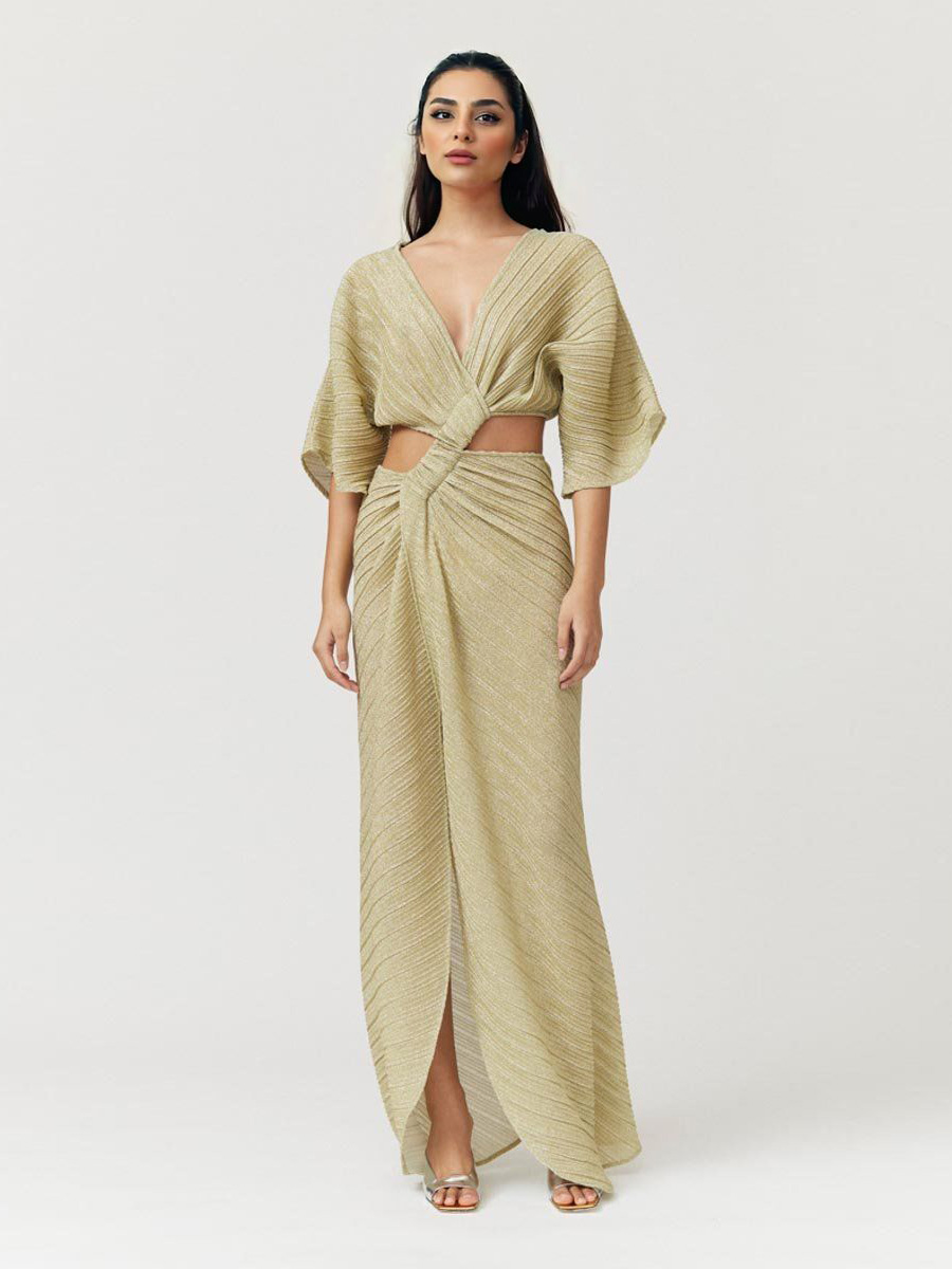 Sexy Twist-Front Cut-Out Maxi Dress