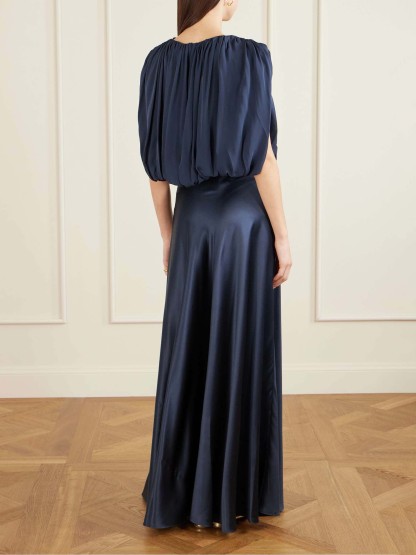 Elegant Ruched Crop Top & Satin Midi Skirt Set