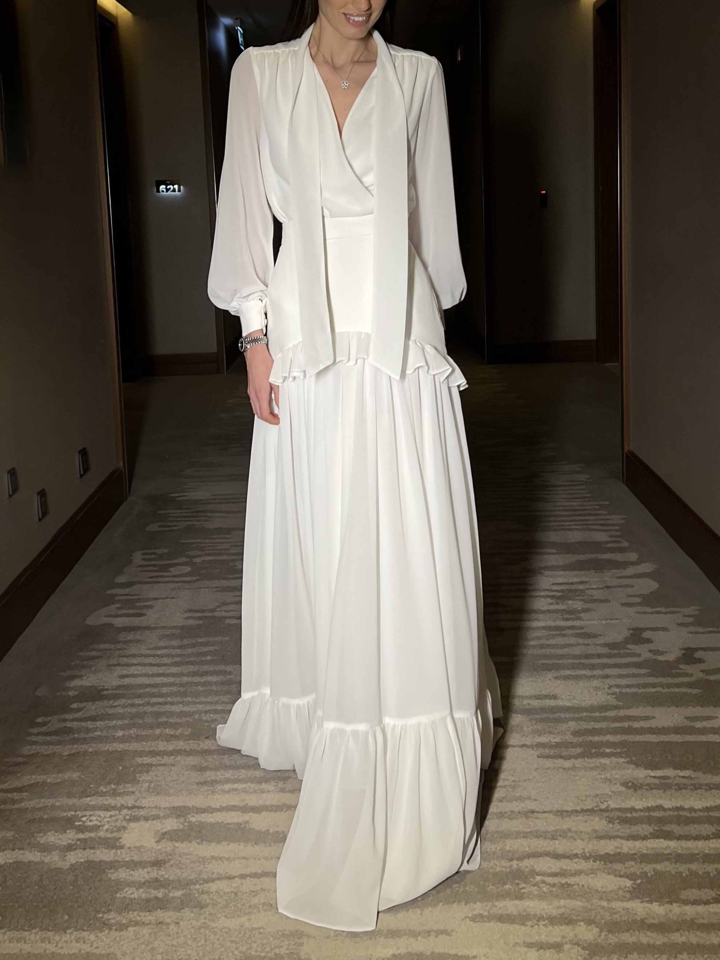 Elegant Chiffon Ruffle Skirt Two-piece Set