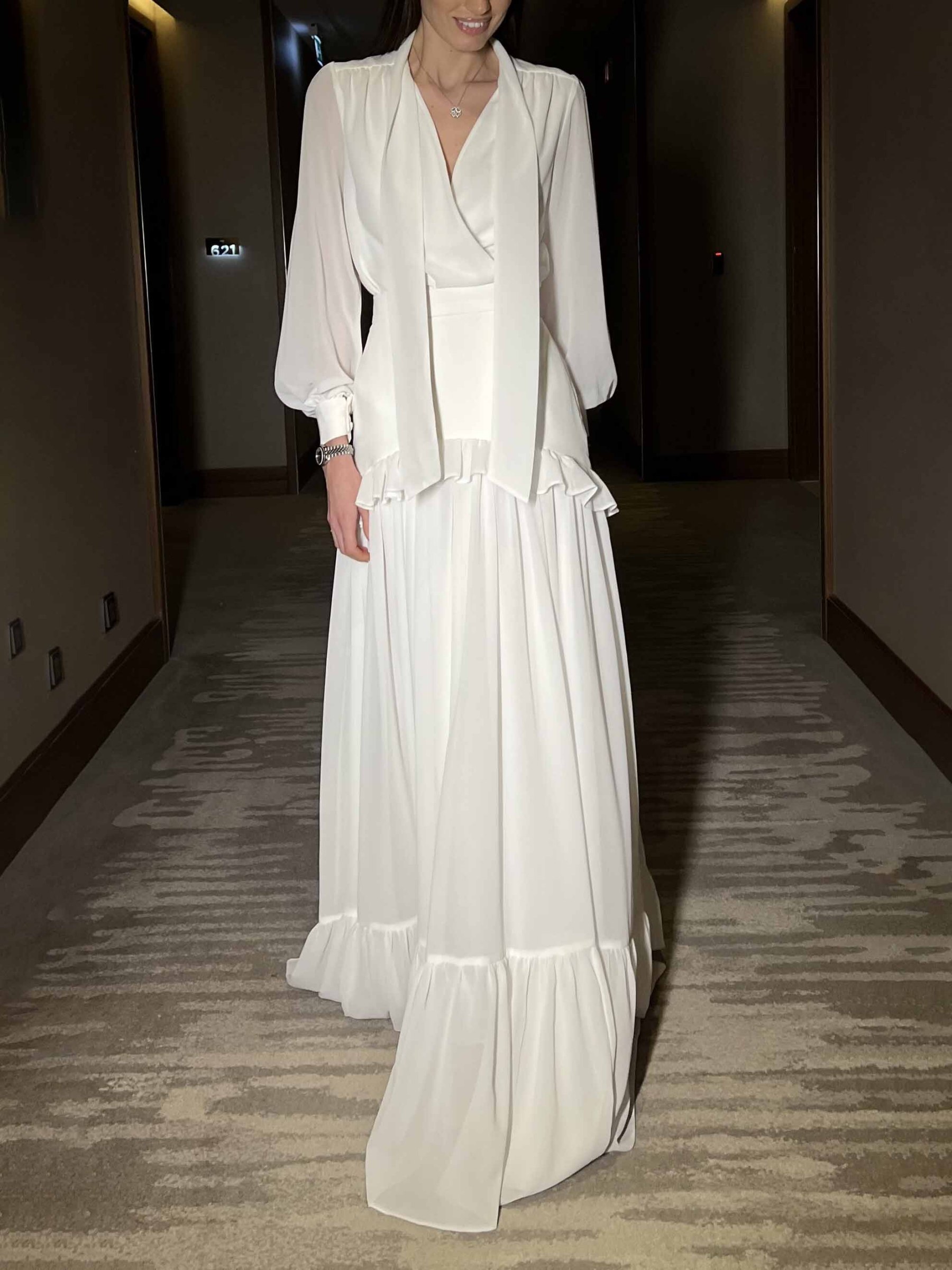 Elegant Chiffon Ruffle Skirt Two-piece Set