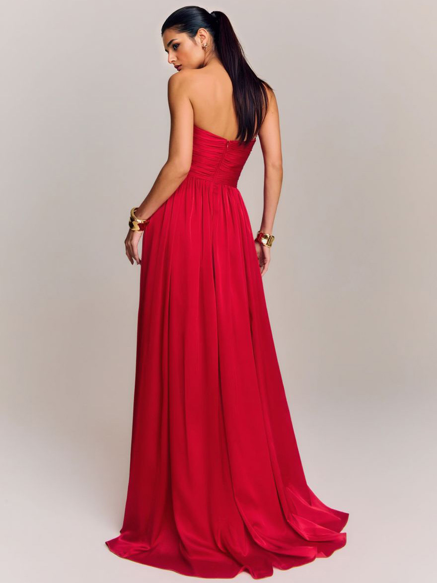Elegant Strapless Floor-Length Evening Maxi Dress