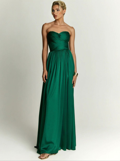 Elegant Strapless Floor-Length Evening Maxi Dress