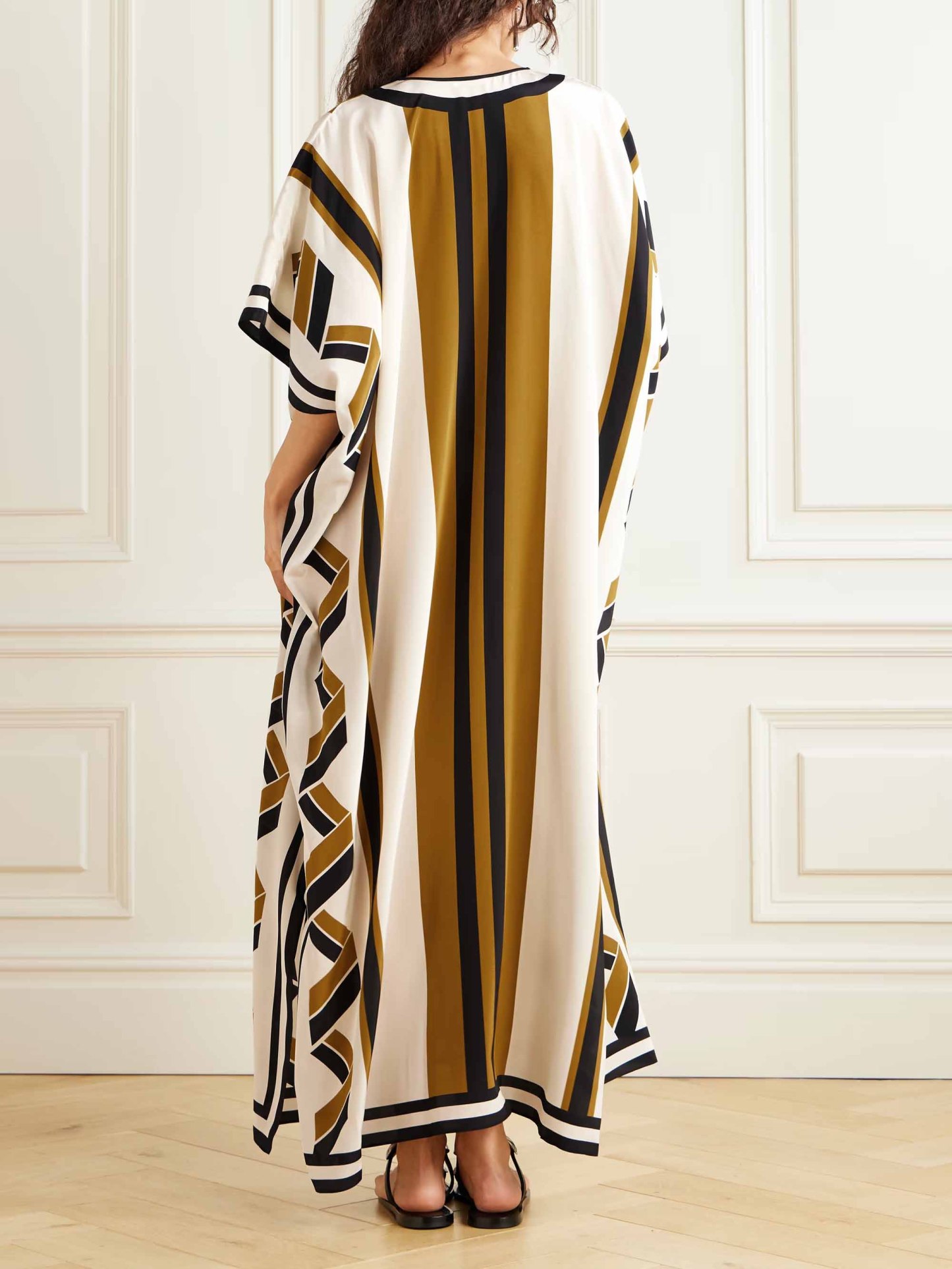 Exquisite Striped Print Belted Maxi Dress