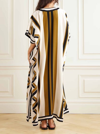 Exquisite Striped Print Belted Maxi Dress