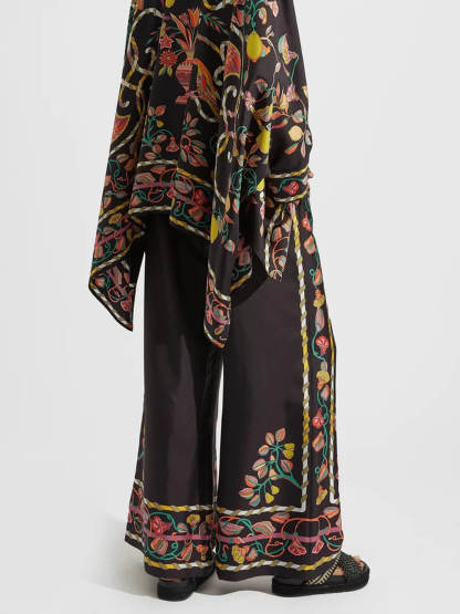 Unique Asymmetrical Floral Print Oversized Shirt