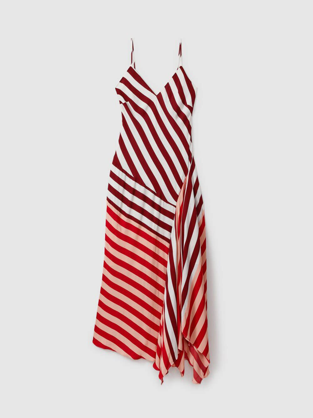 Exquisite Color-Block Striped Asymmetric Maxi Dress