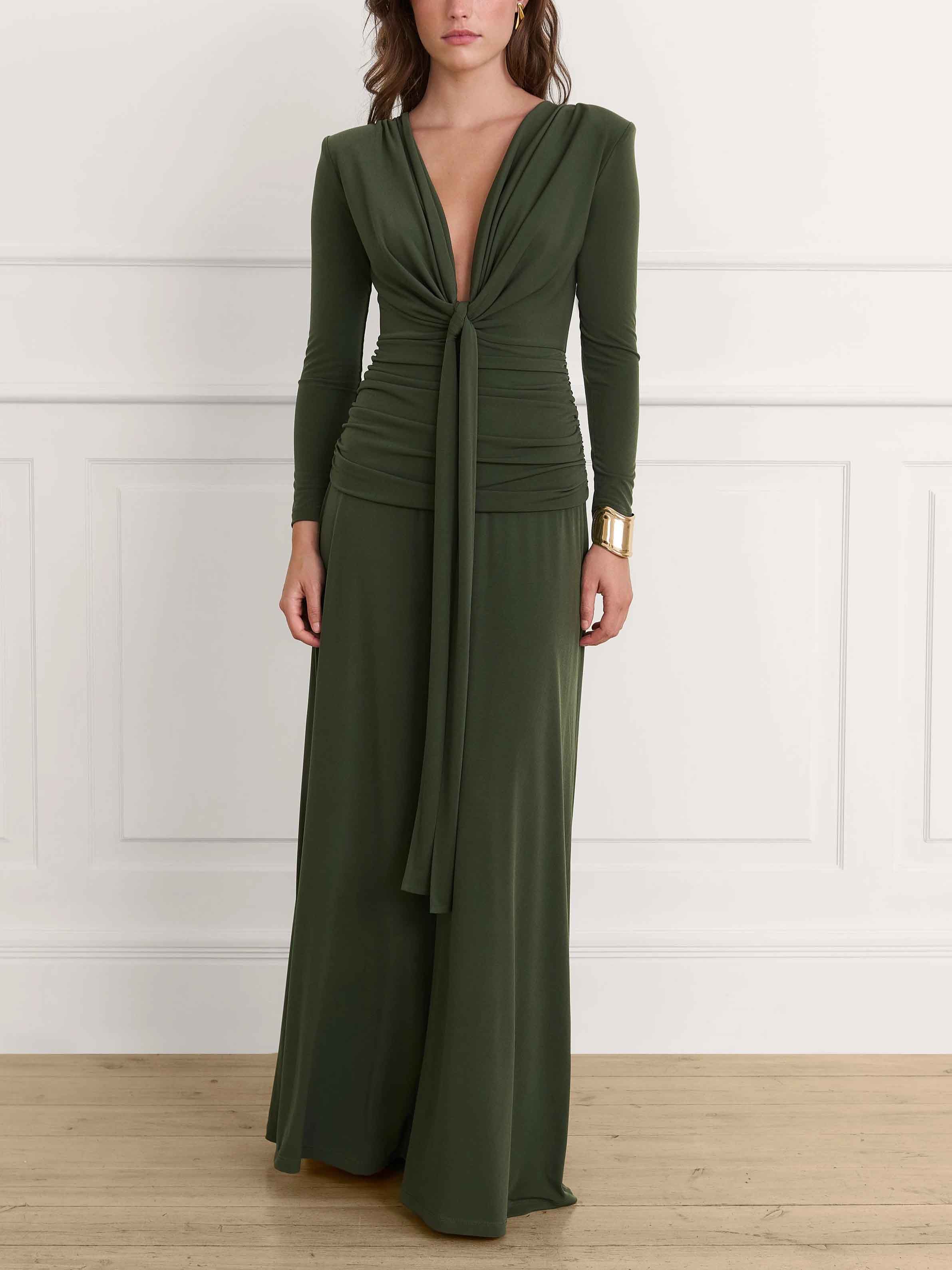 Elegant Draped Reversible Maxi Dress