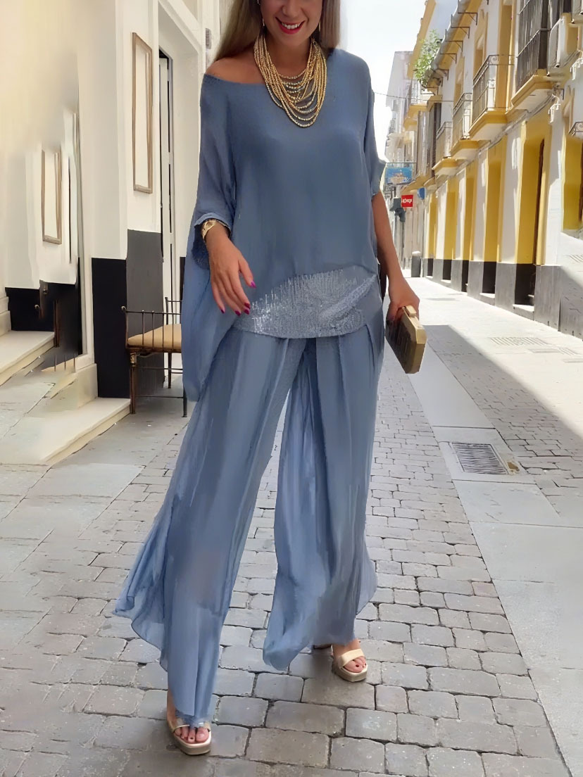 Elegant Asymmetrical Sheer Chiffon Batwing Top