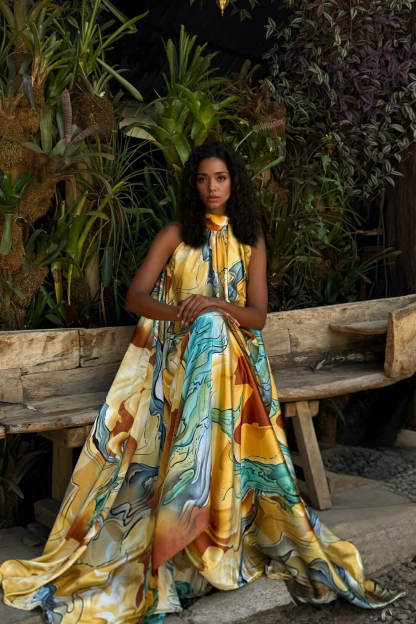 Exquisite Fashion Printed Sleeveless Flared Maxi Dress