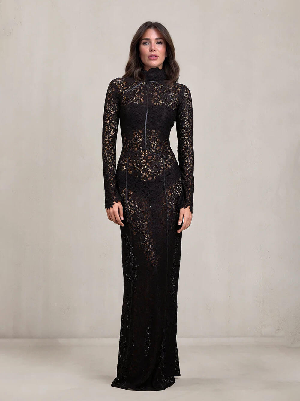 Elegant Cutout Lace A-Line Maxi Dress