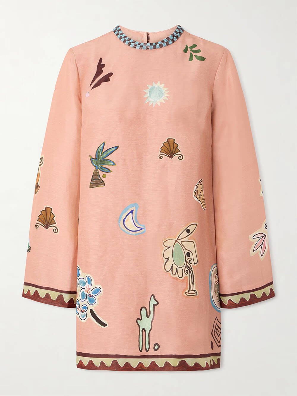 Fashionable Printed Linen Mini Dress