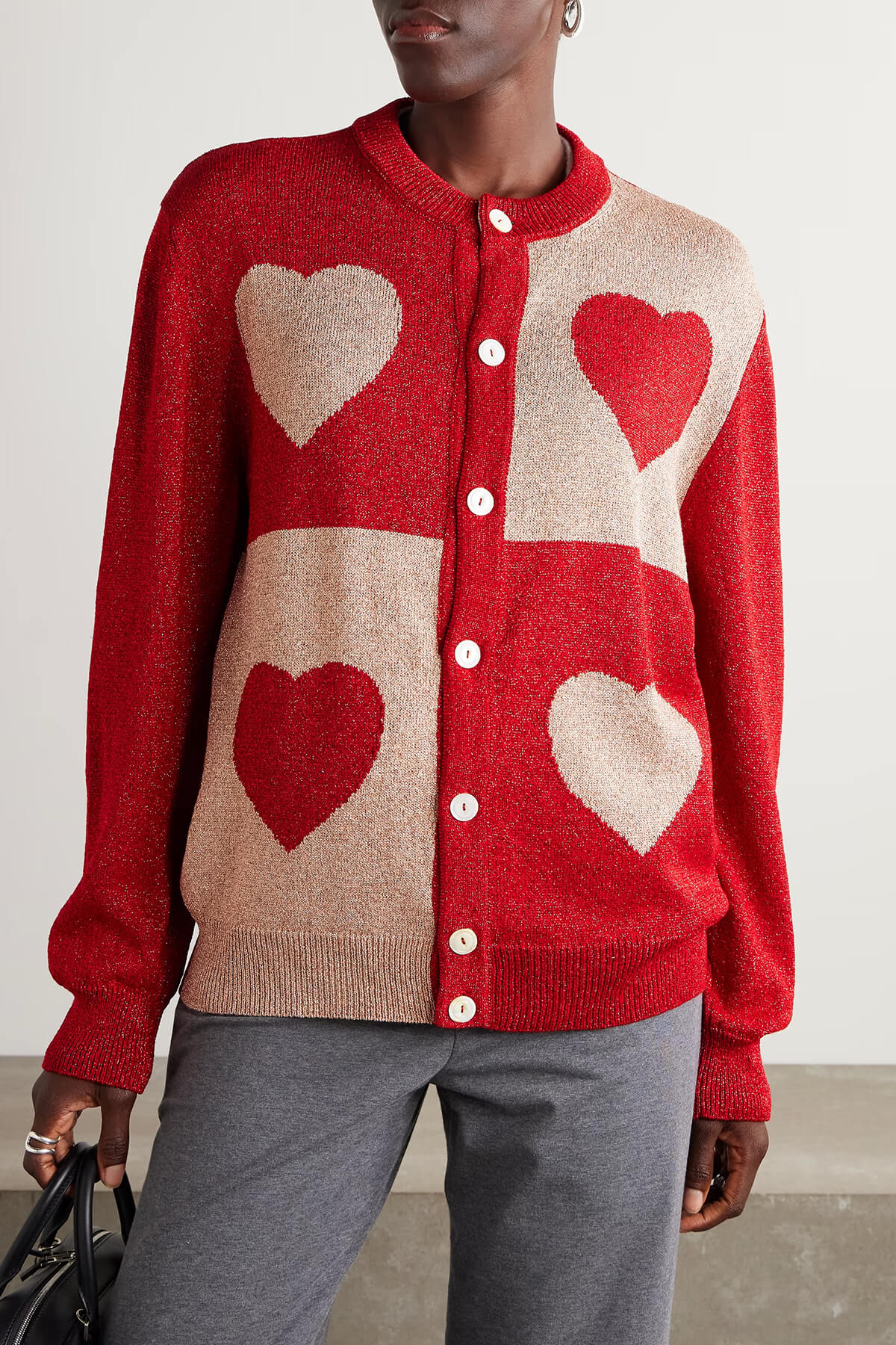 Fashion Heart Pattern Knit Cardigan