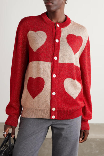 Fashion Heart Pattern Knit Cardigan