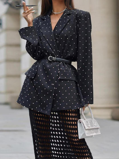 Fashion Polka Dot Print Lapel Long-Sleeve Blazer