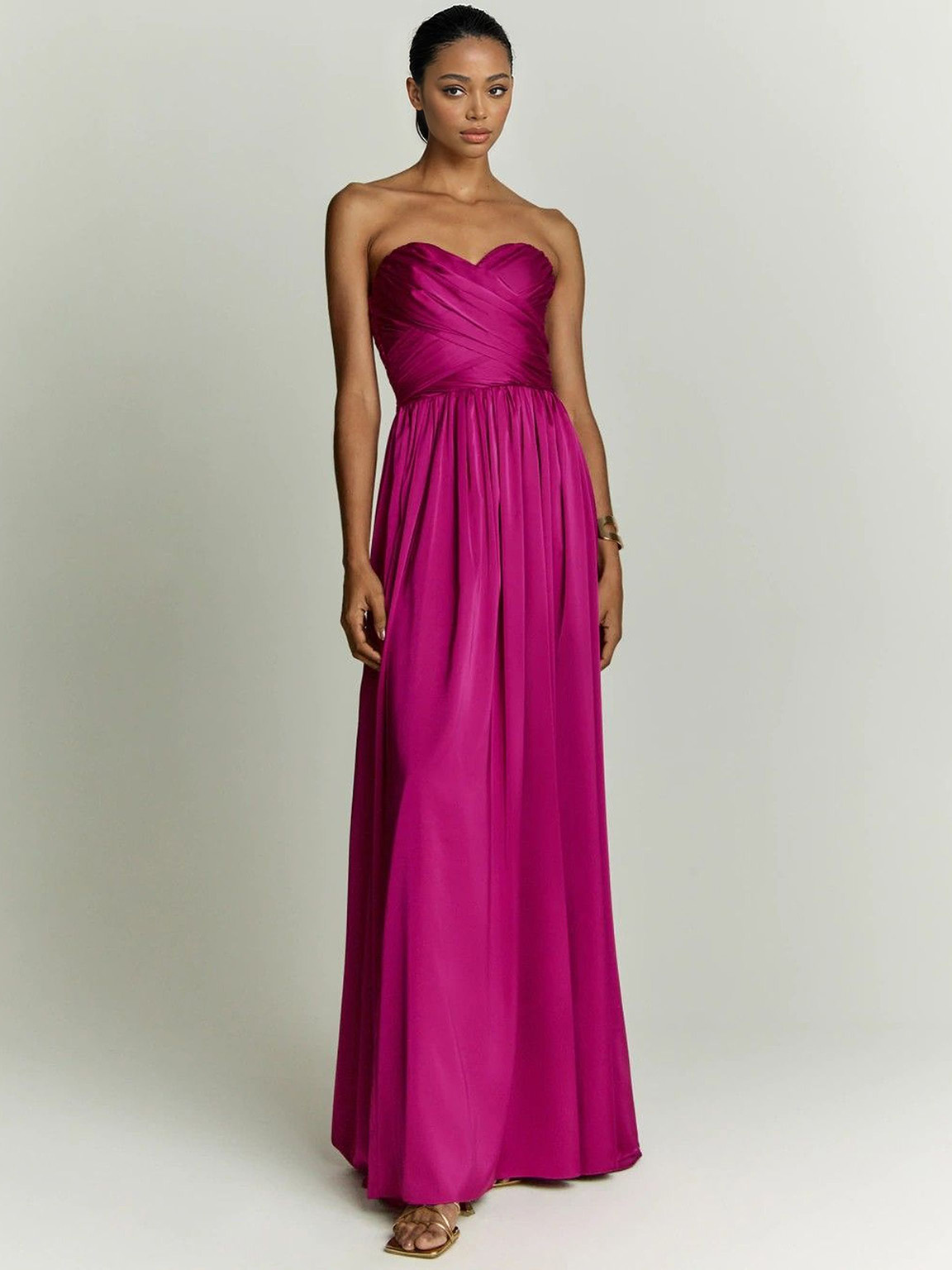Elegant Strapless Floor-Length Evening Maxi Dress