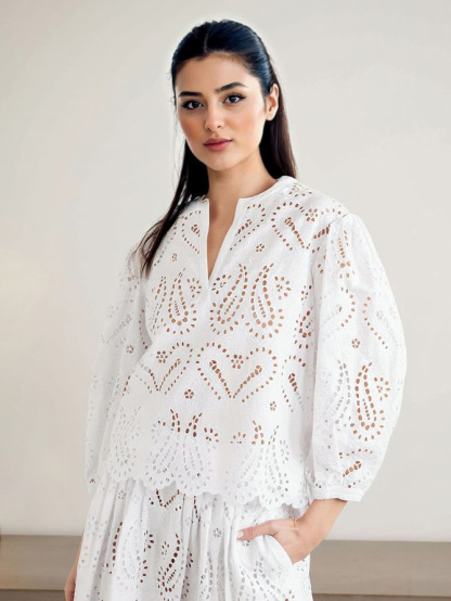 Elegant Cutout Embroidered Lace Skirt