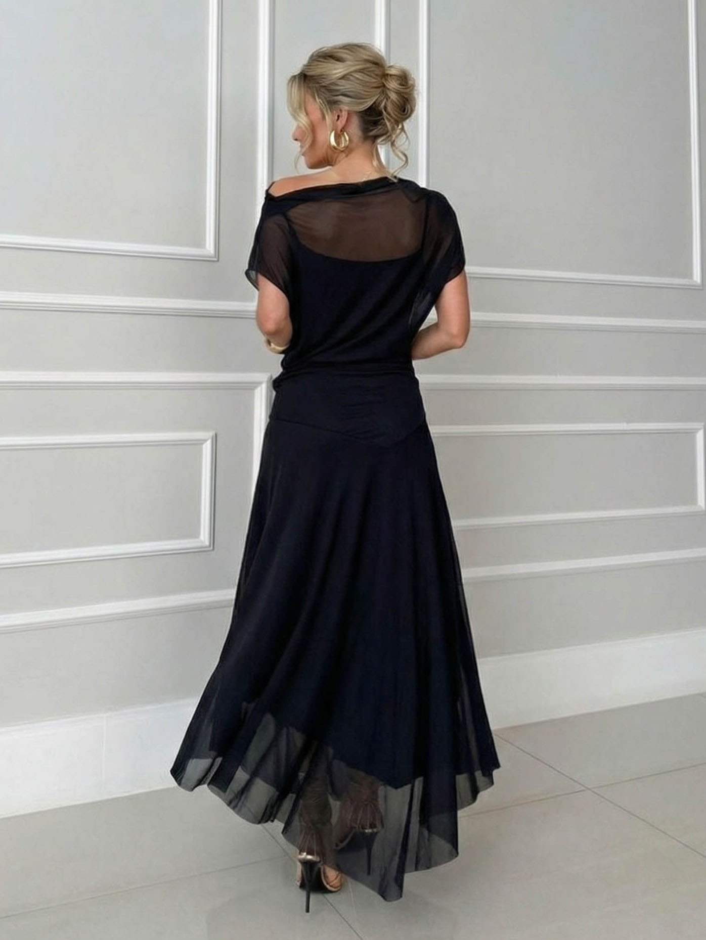 Flowing Sheer Chiffon Maxi Dress