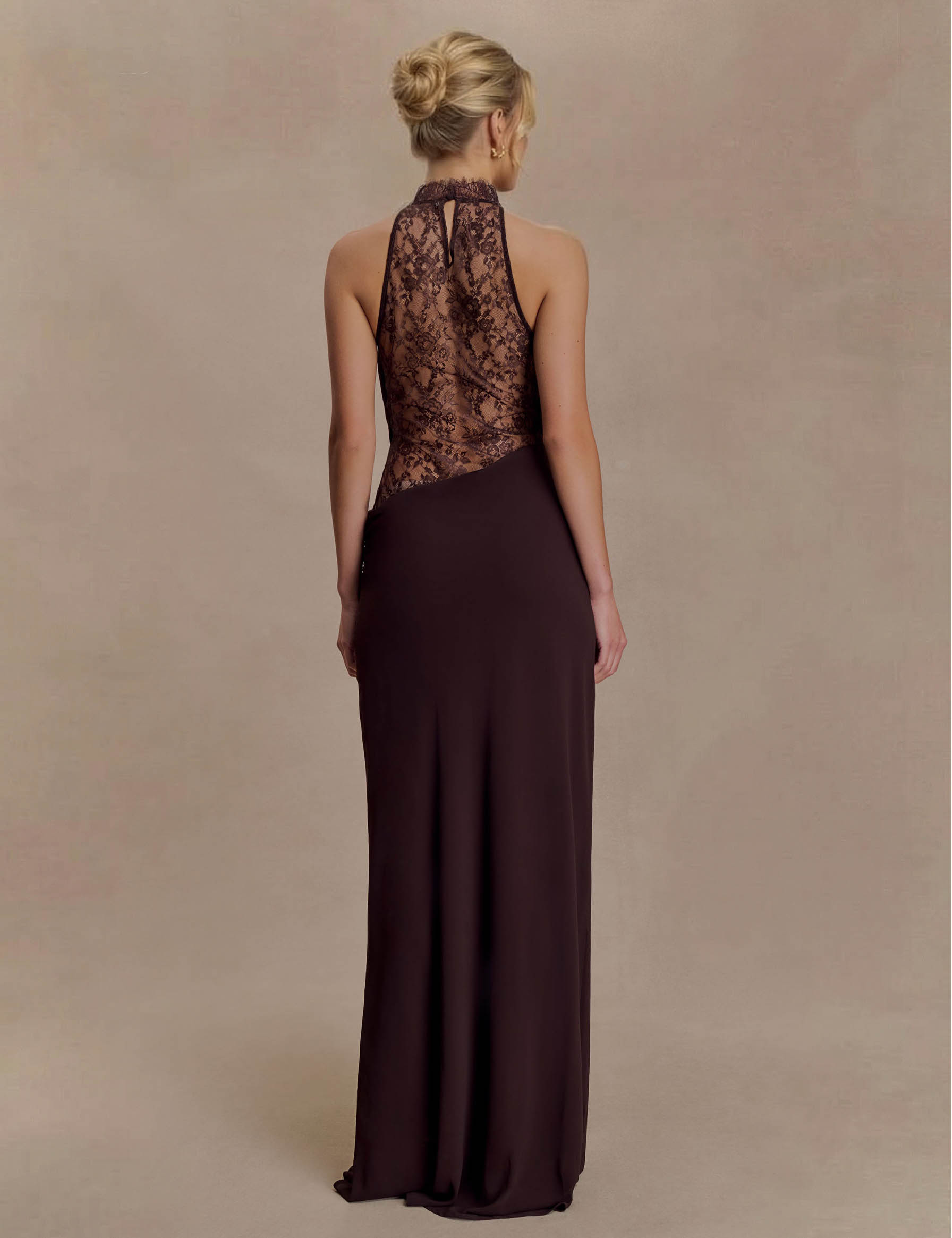 Elegant Chiffon Lace Spaghetti Strap Maxi Dress