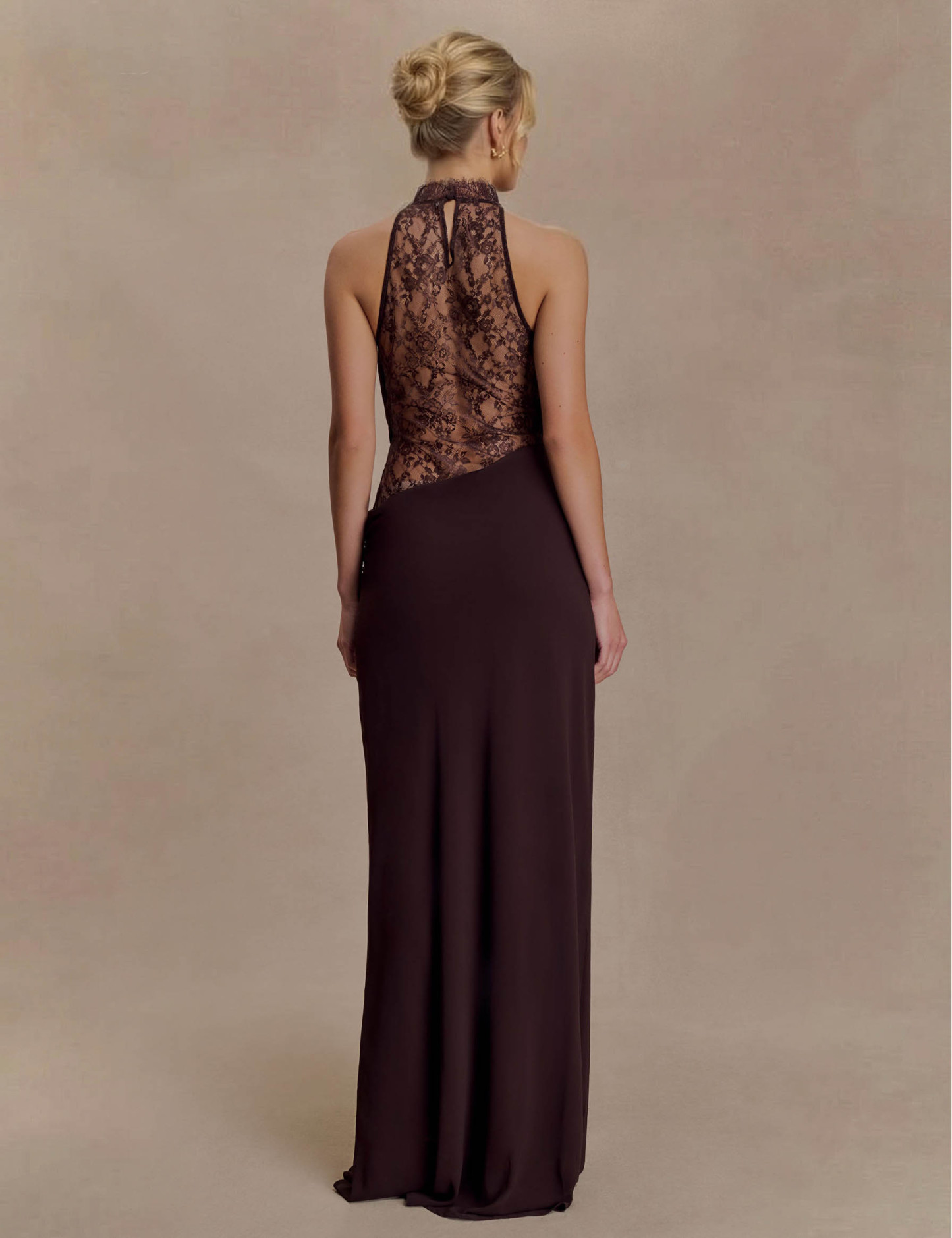 Elegant Chiffon Lace Spaghetti Strap Maxi Dress