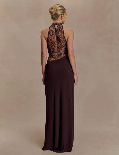 Elegant Chiffon Lace Spaghetti Strap Maxi Dress