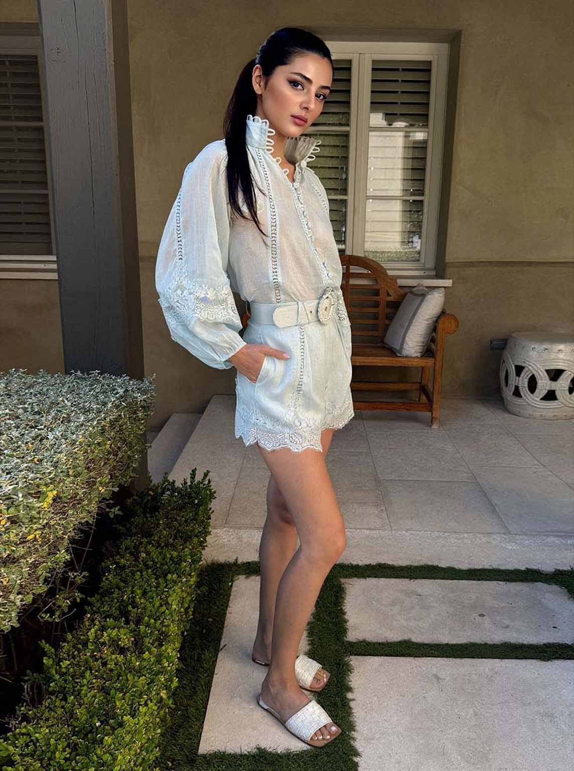 Romantic Lace-Trimmed Shorts Two-Piece Set