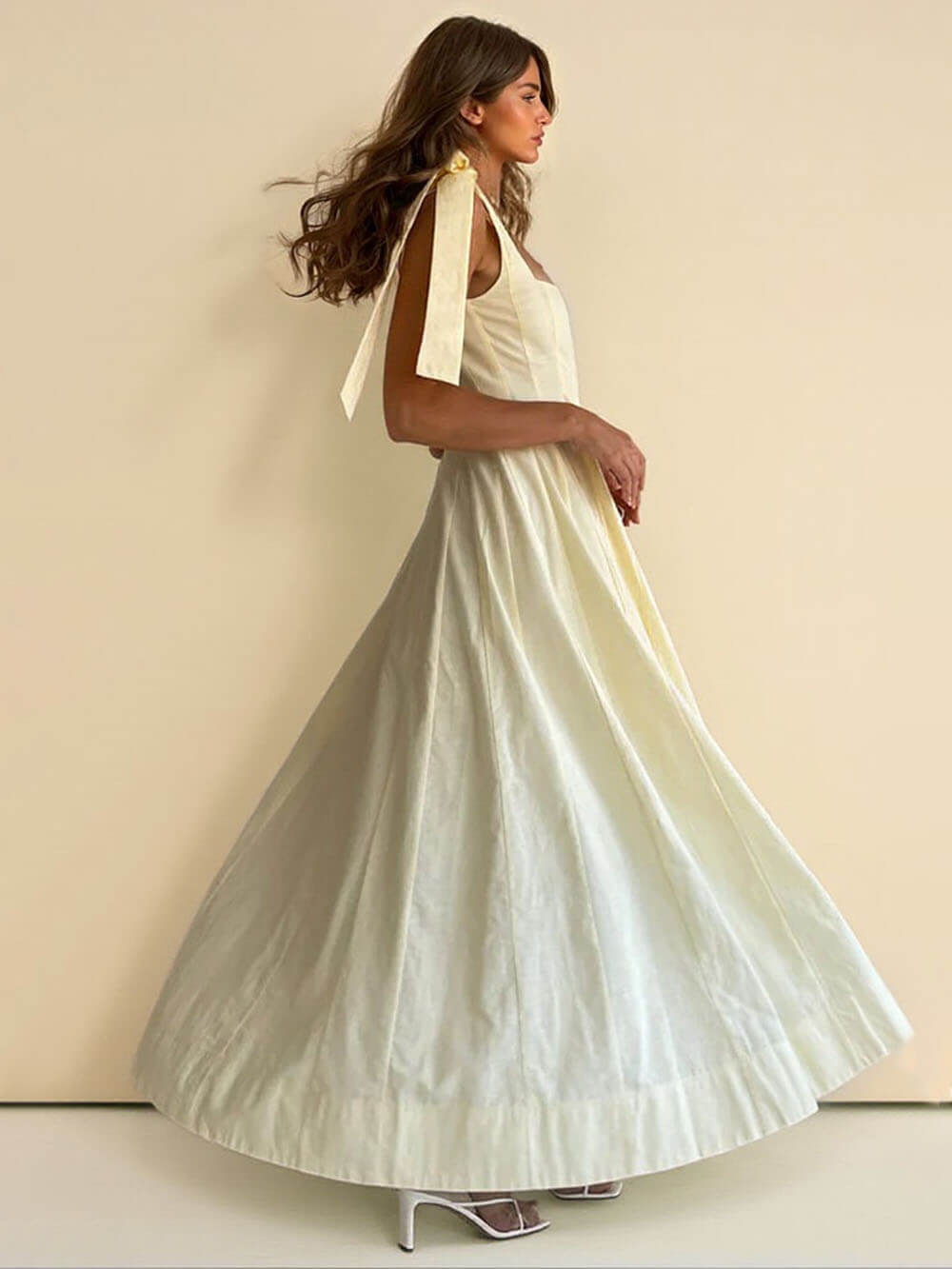 Classic Casual Patchwork Tie-Waist A-line Maxi Dress