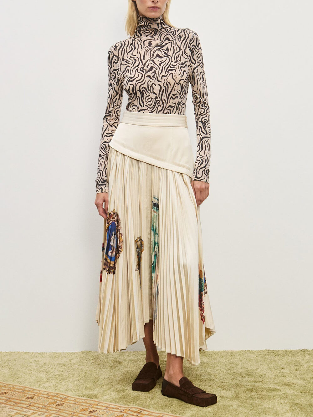 Retro Printed Ruched Tank Top