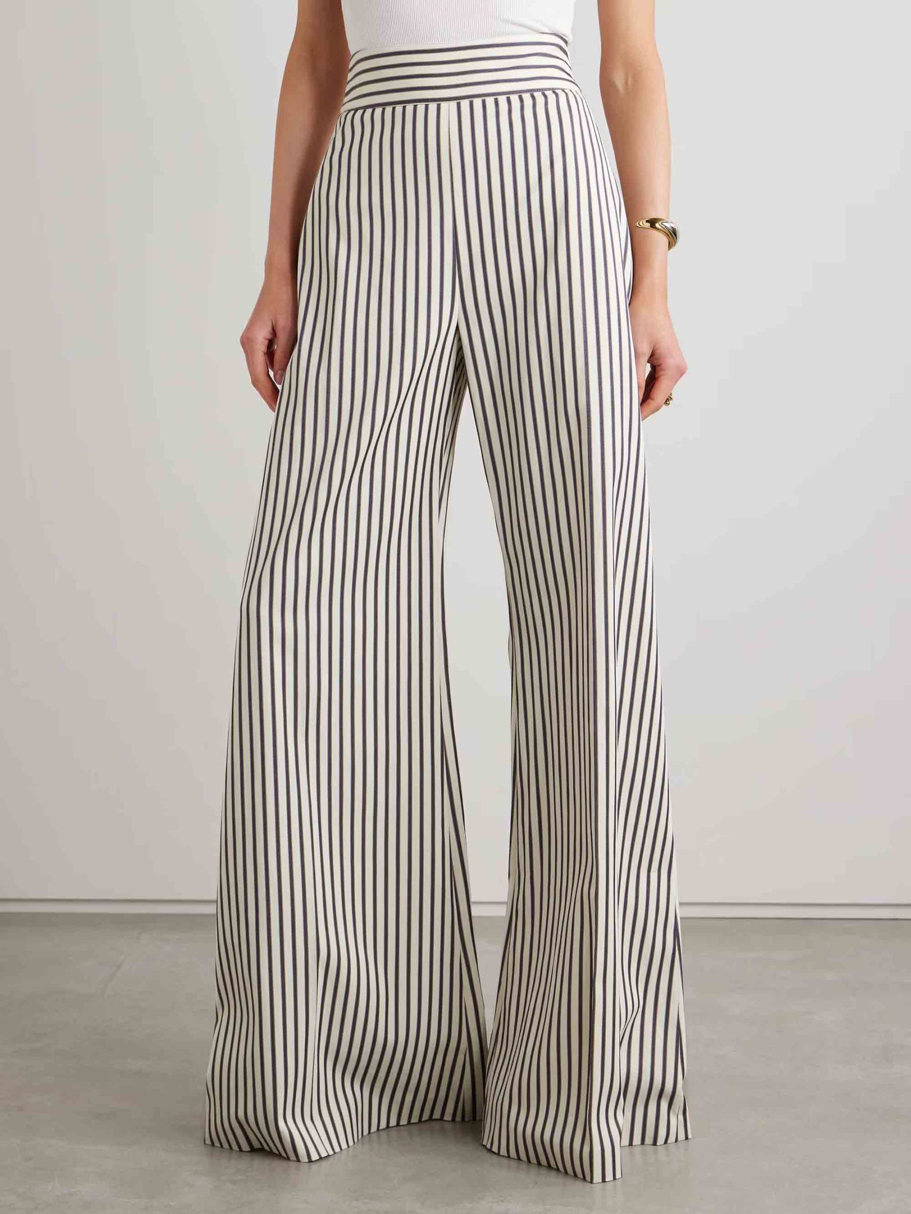 Elegant Striped Print Wide-leg Pants