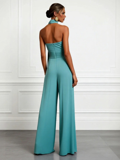 Exquisite Ruched Backless Sleeveless Jumpsuit
