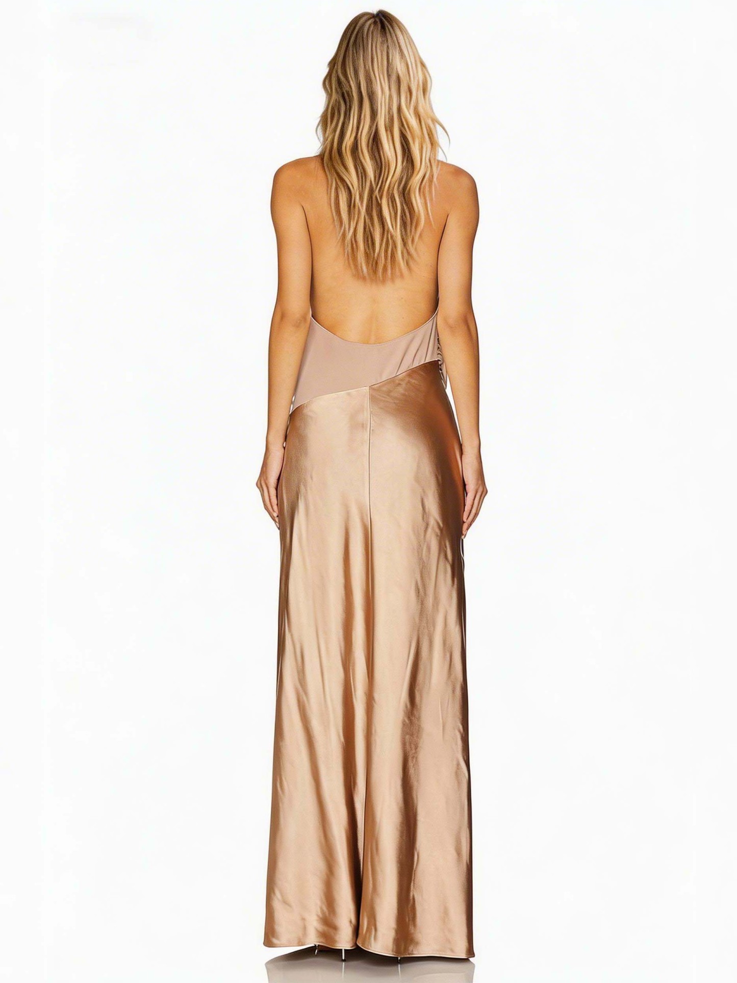 Elegant Satin Wrap-Waist Party Maxi Dress