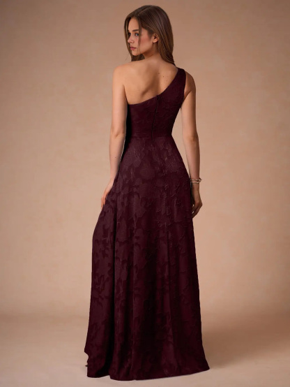 Elegant One-shoulder Slit Maxi Dress
