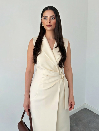 Elegant Wrap-Style Fitted Midi Dress