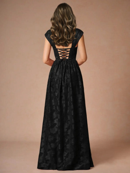 Elegant Drape Neck Floral A-Line Maxi Dress
