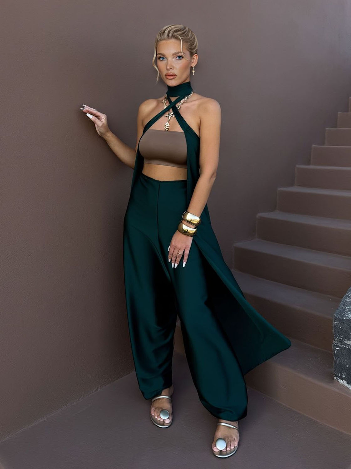 Elegant Satin Asymmetric Hem Convertible Jumpsuit