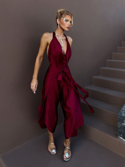 Elegant Satin Asymmetric Hem Convertible Jumpsuit