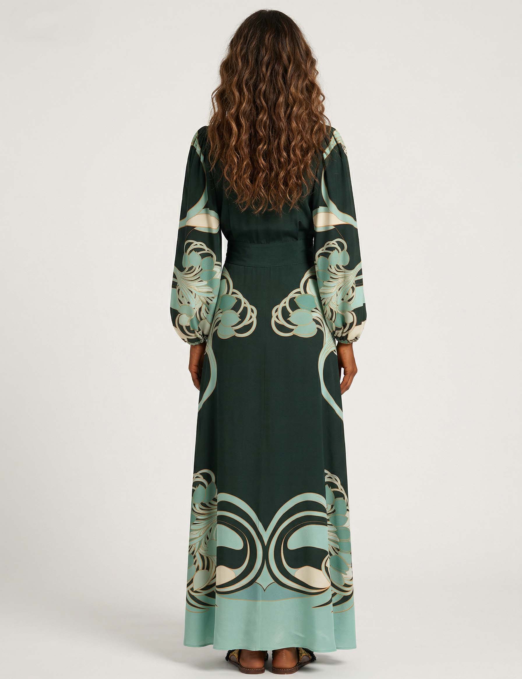 Unique Art Nouveau Style Fully Pleated Maxi Dress Cloth