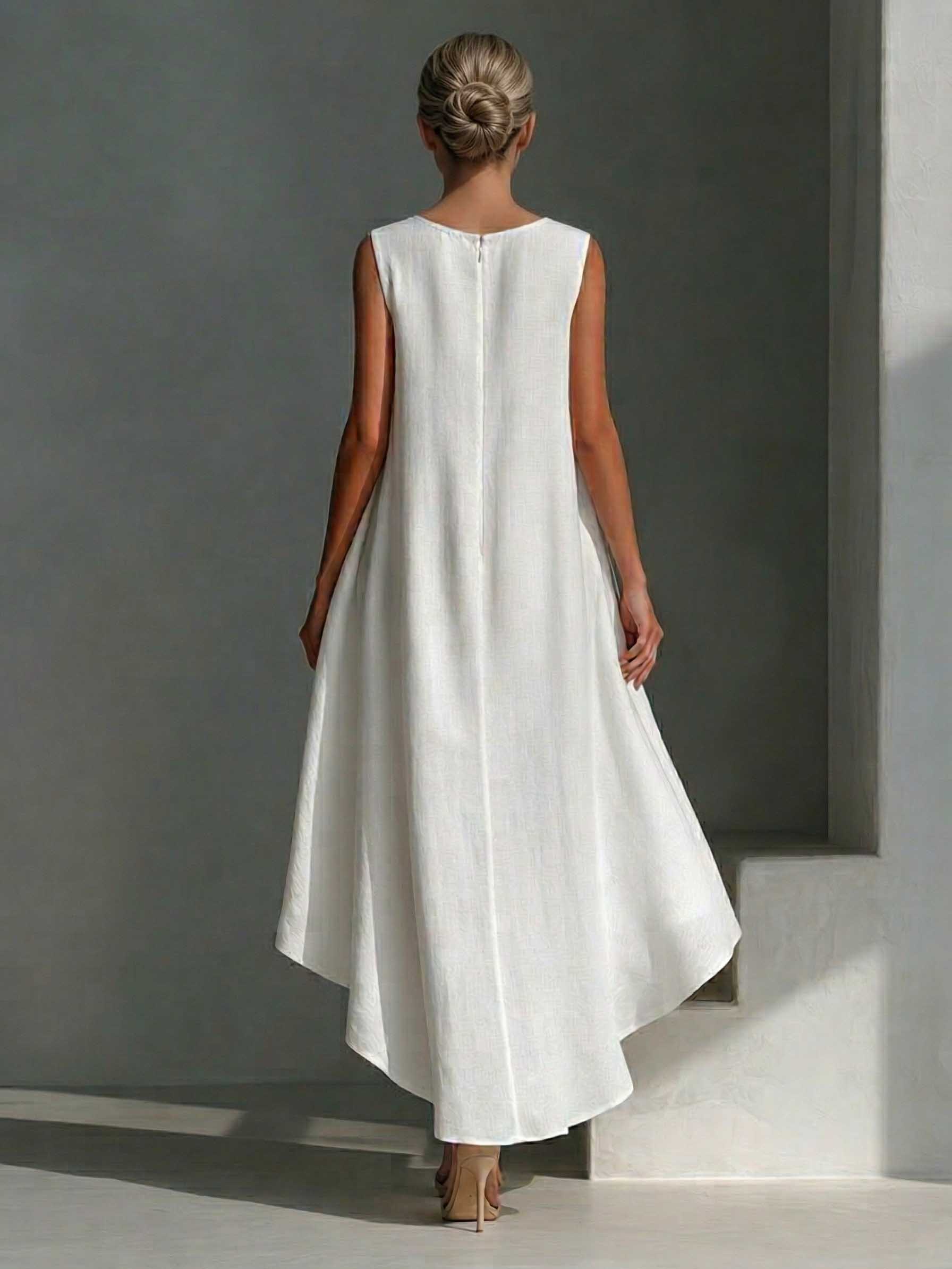 Casual Sleeveless Asymmetrical Hem Midi Dress