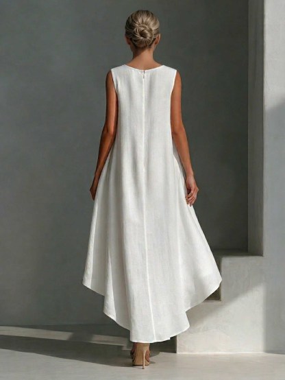 Casual Sleeveless Asymmetrical Hem Midi Dress