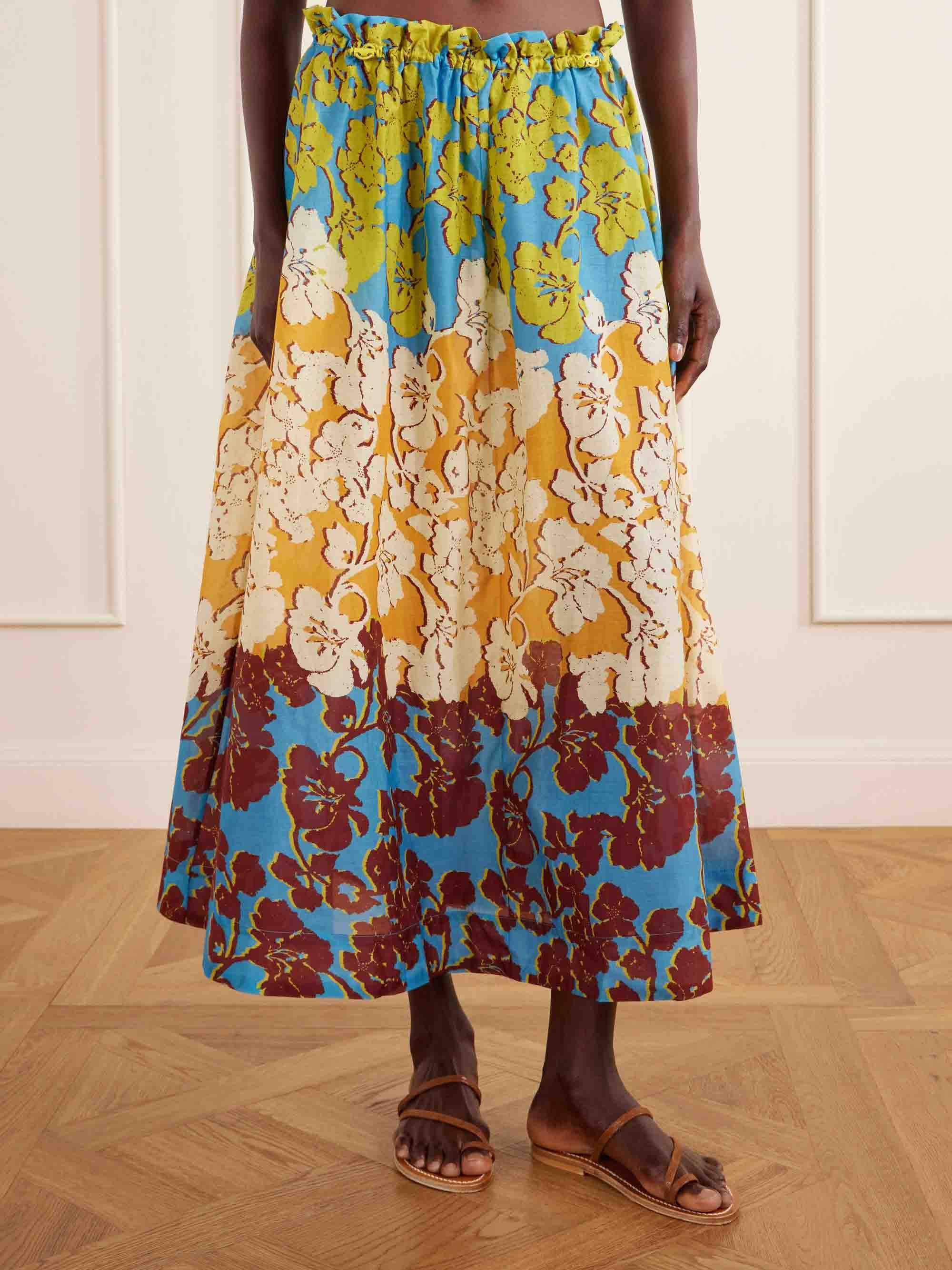 Bohemian Print Backless Top And Skirt Two-Piece Set