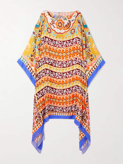 Unique Asymmetric Printed Satin Midi Dress