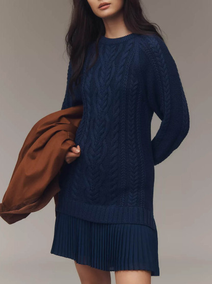 Casual Twist Sweater Mini Dress