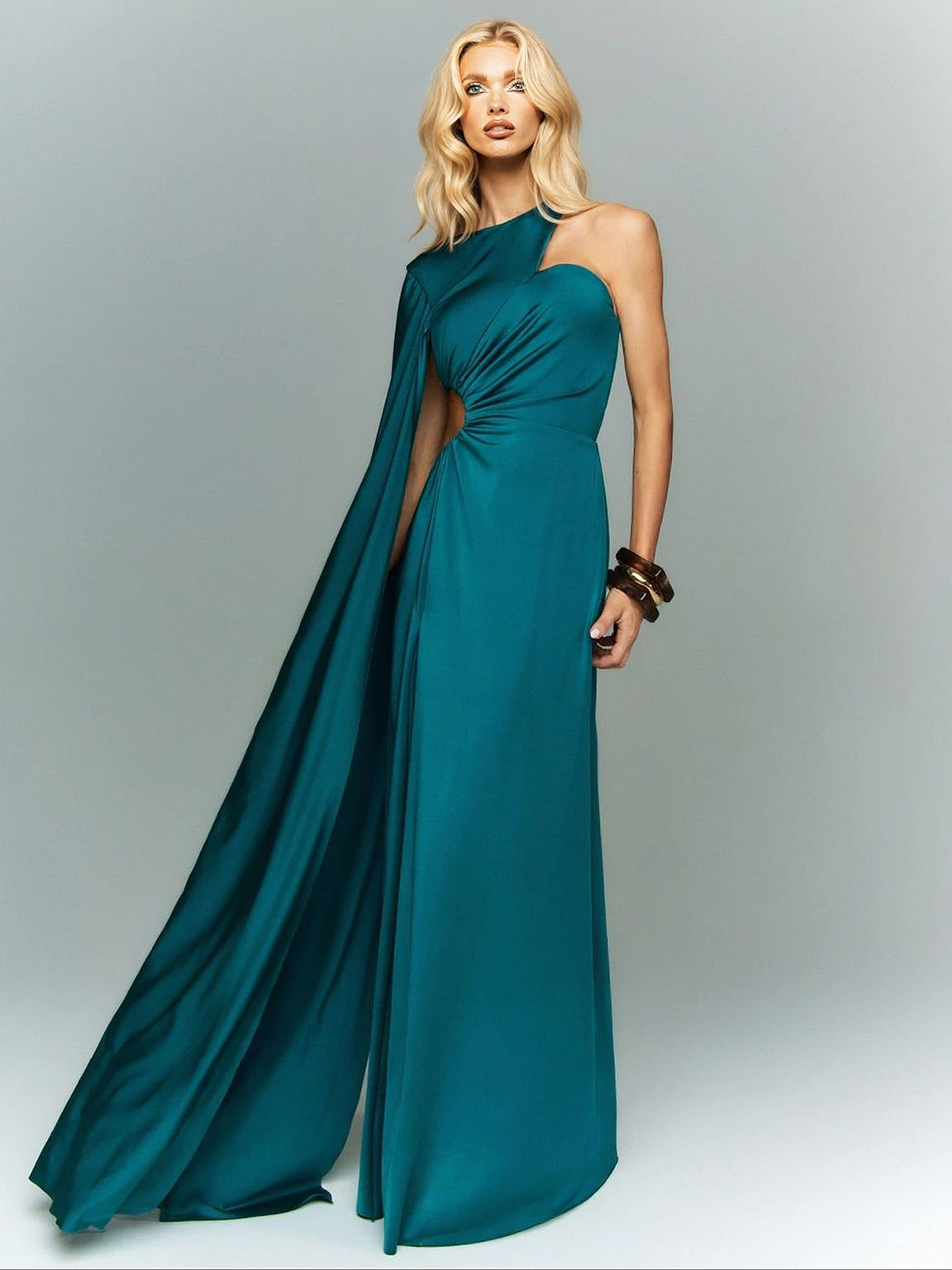 Sexy One-Shoulder Cutout Slit Maxi Dress