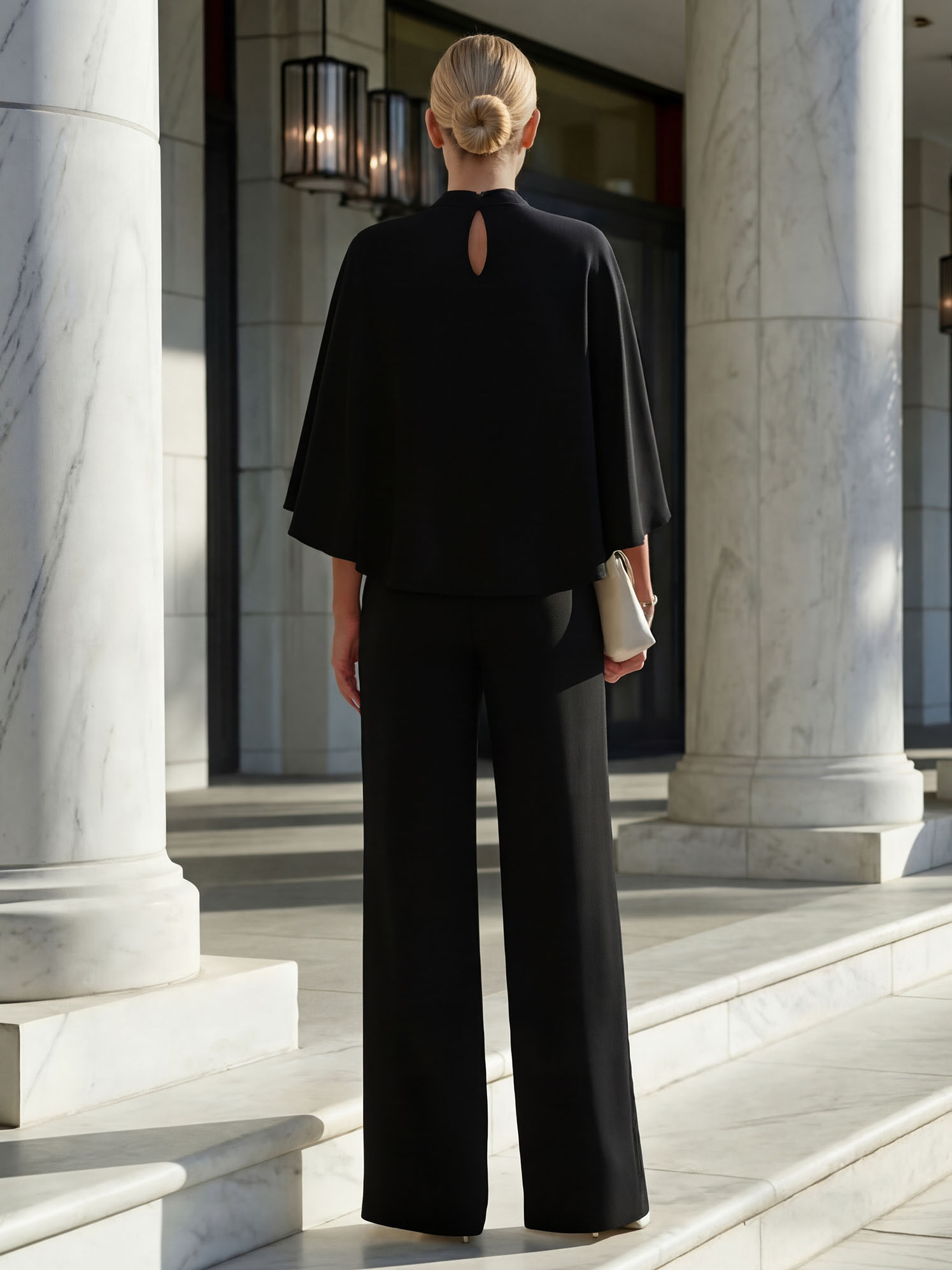 Minimalist High-Waist Slit Wide-Leg Pants & Top Set