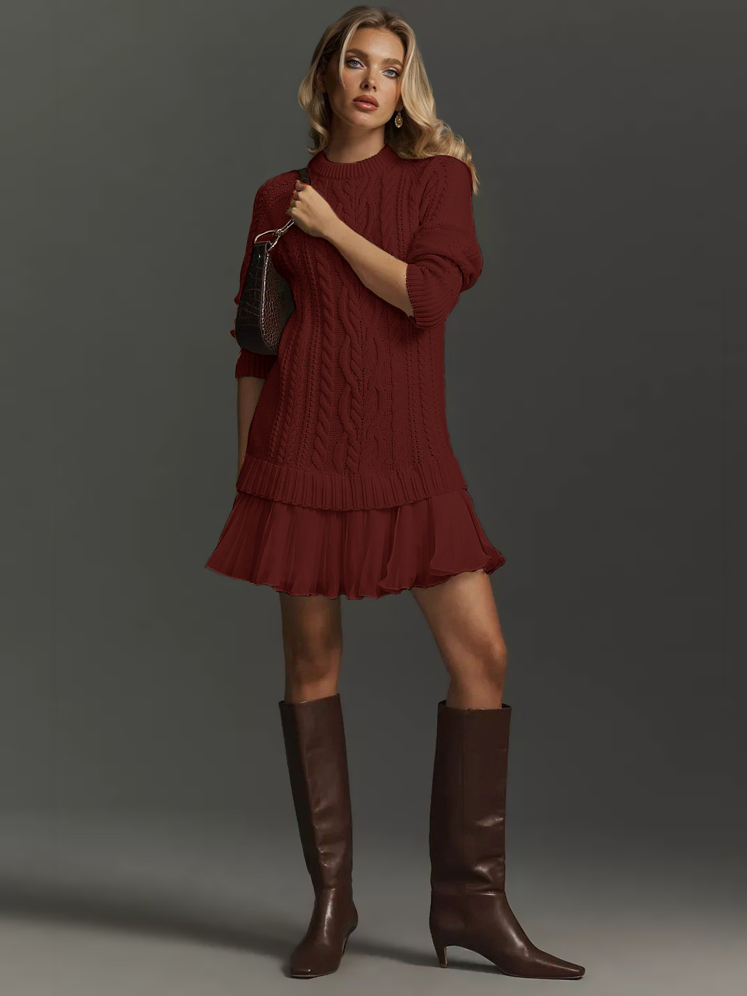 Casual Twist Sweater Mini Dress