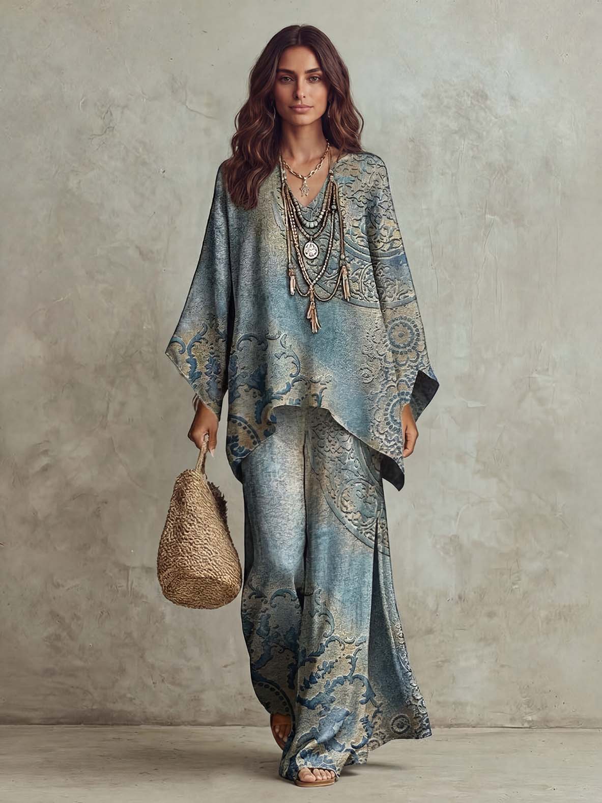 Retro Bohemian Totem Print Two-Piece Set