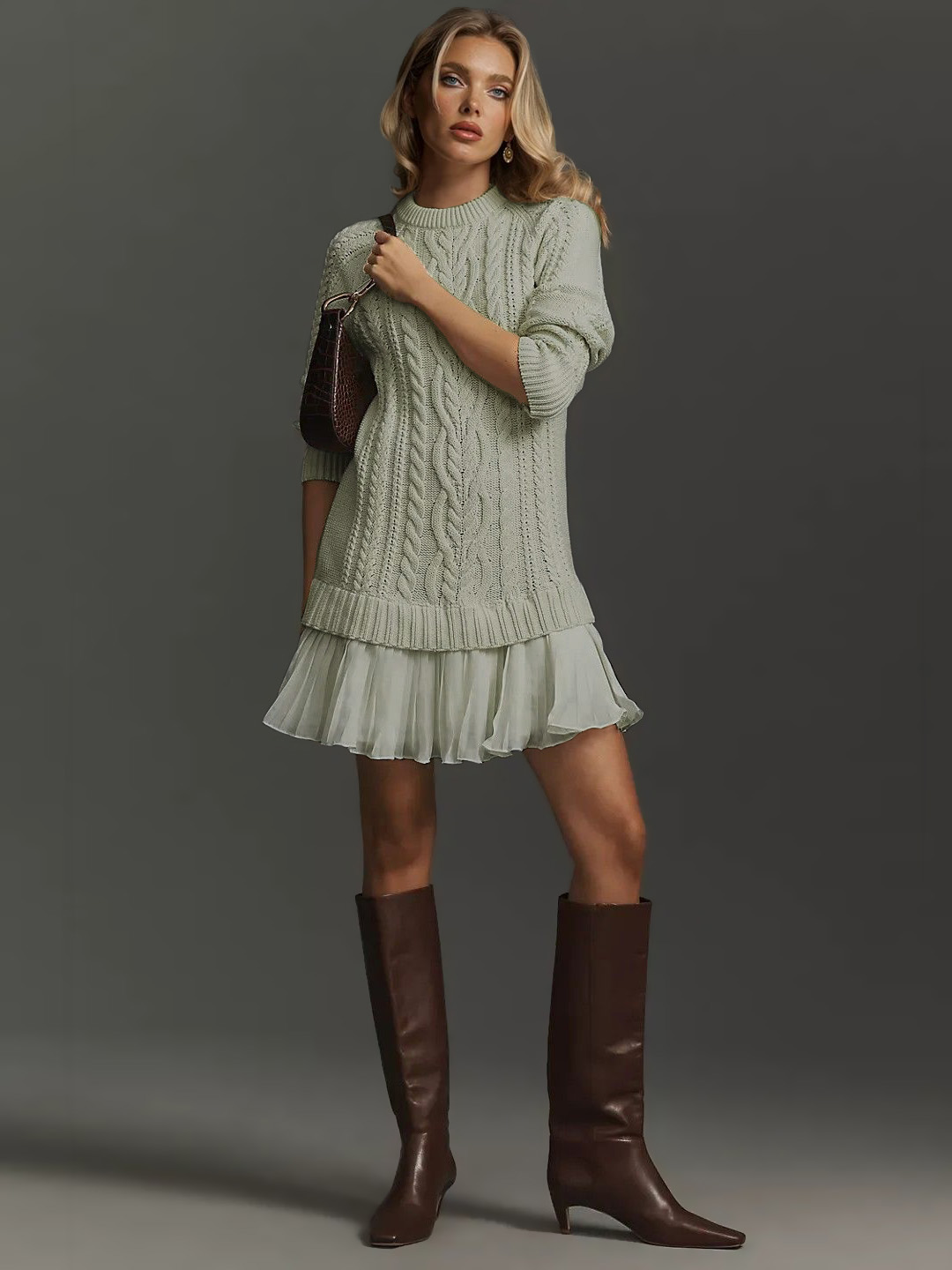 Casual Twist Sweater Mini Dress