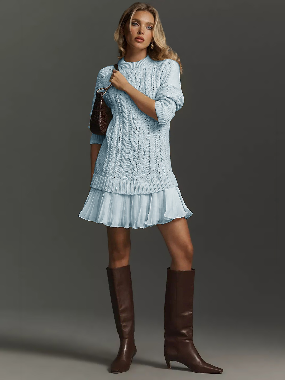 Casual Twist Sweater Mini Dress